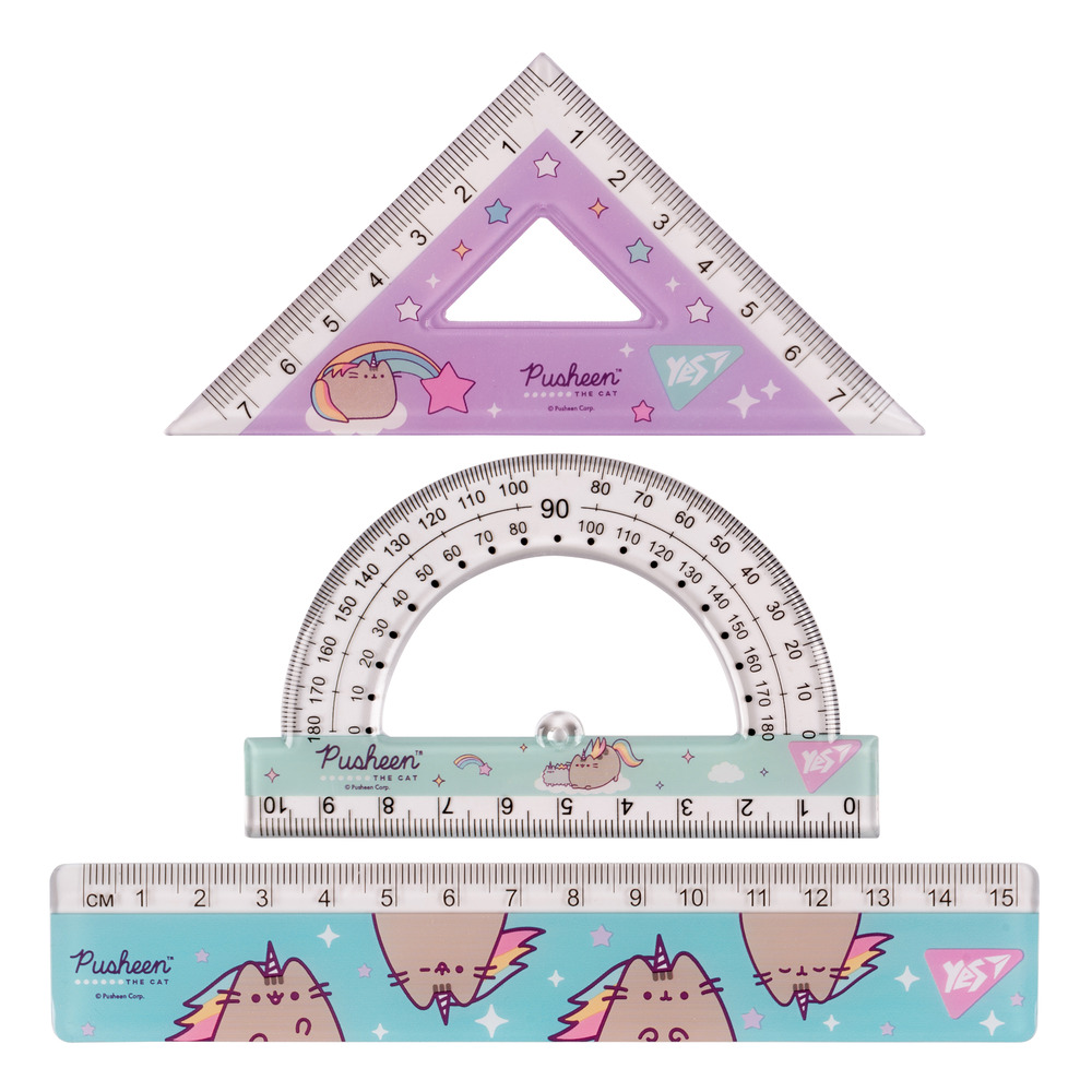 Набір лінійок Yes 3 предмети Pusheen лінійка 15 см 370675. Фото 2