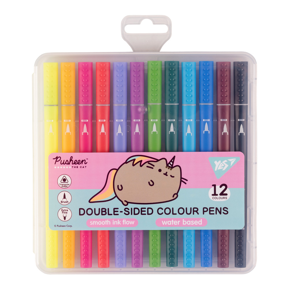 Фломастери двосторонні Yes  12 кольорів Pusheen 650561