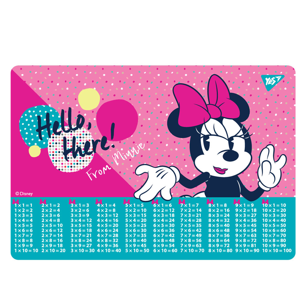 Підкладка для столу пластикова Yes Minnie Mouse з підказками таблиця множення 42x29 см 492045