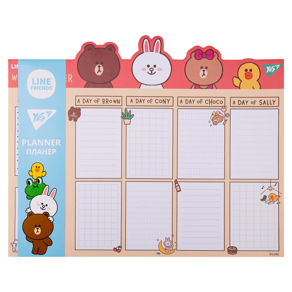 Планінг настільний YES  34,5x28,2 см 52 аркуша Line Friends 252176