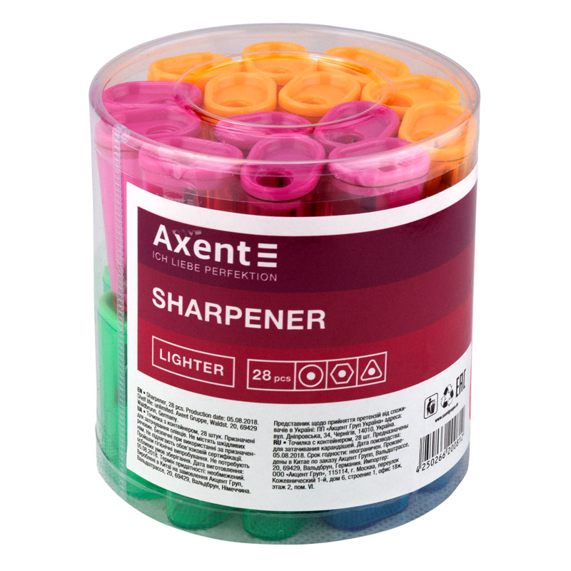 Точилка для олівців з контейнером Axent Lighter 1155-A асорті (28 шт). Фото 2