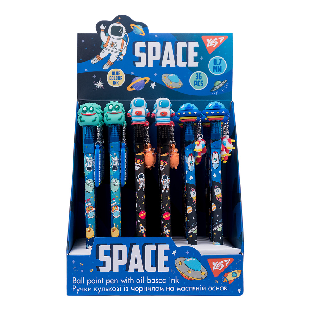 Ручка кулькова Yes Space Aliens 0,7 мм, синяя 412076