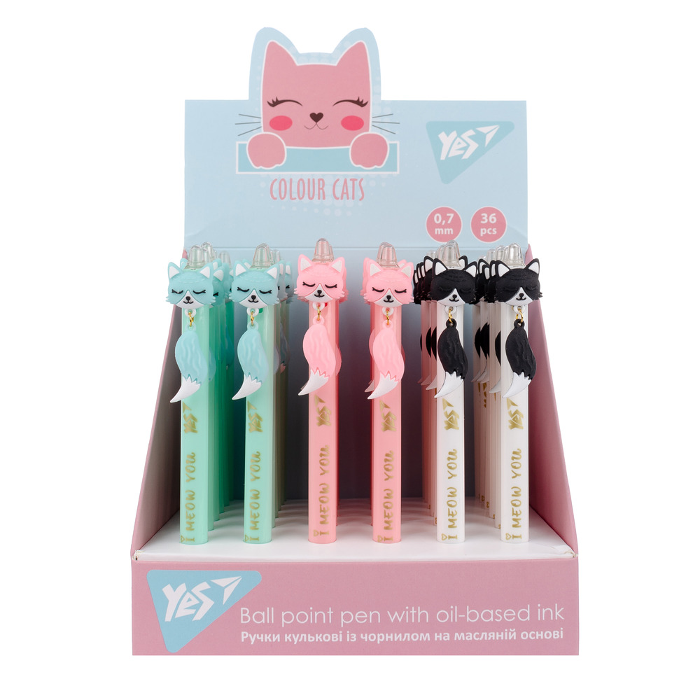 Ручка кулькова Yes Color Cats 0,7 мм синя автоматична 412010