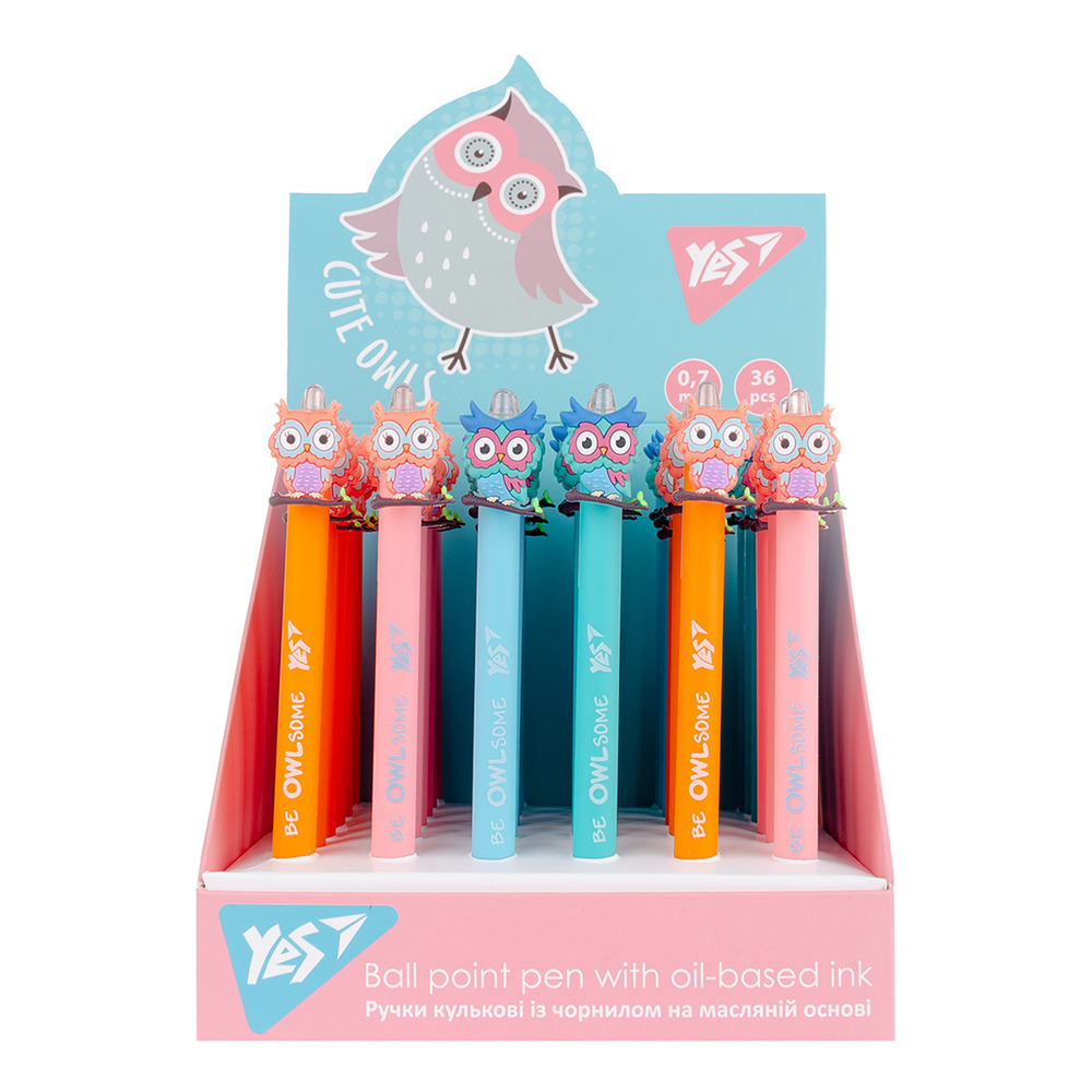 Ручка кулькова Yes Cute owl 0,7 мм синя автоматична 412007