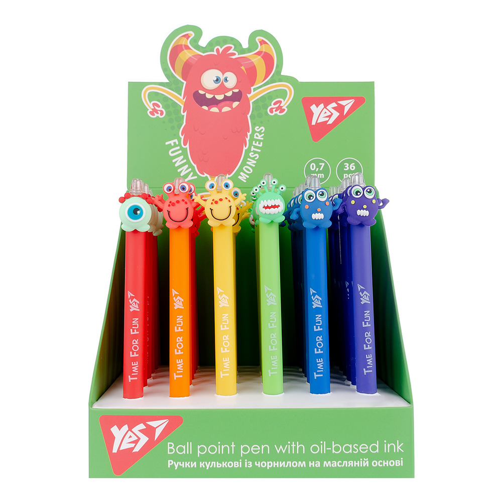 Ручка кулькова Yes Funny monsters 0,7 мм синя автоматична 412006