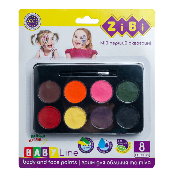 Фарби для гриму обличчя і тіла ZiBi Baby Line 8 кольорів 80 г ZB.6567