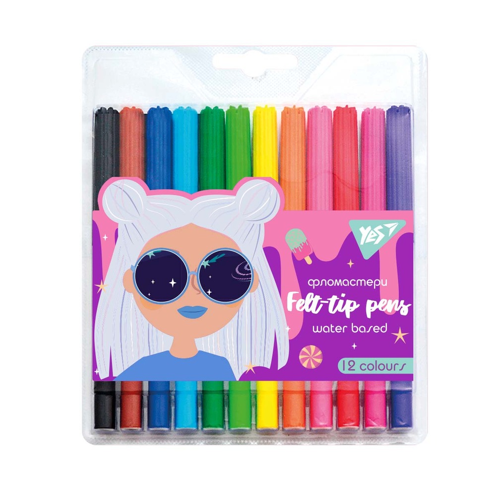 Фломастери YES 12 кольорів Cosmic girl 650462