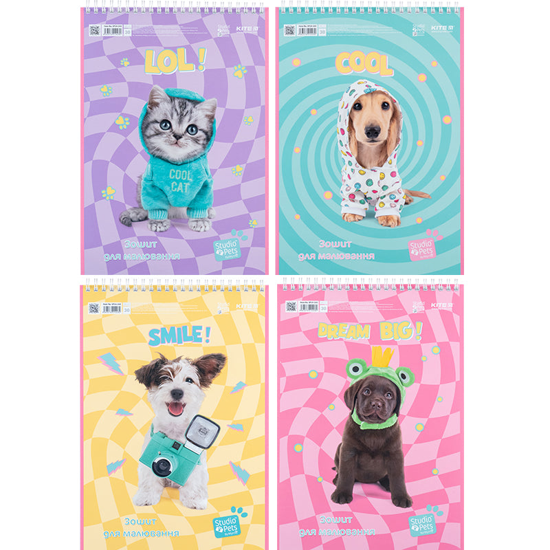 Альбом для малювання Kite Studio Pets SP24-243, 30 аркушів