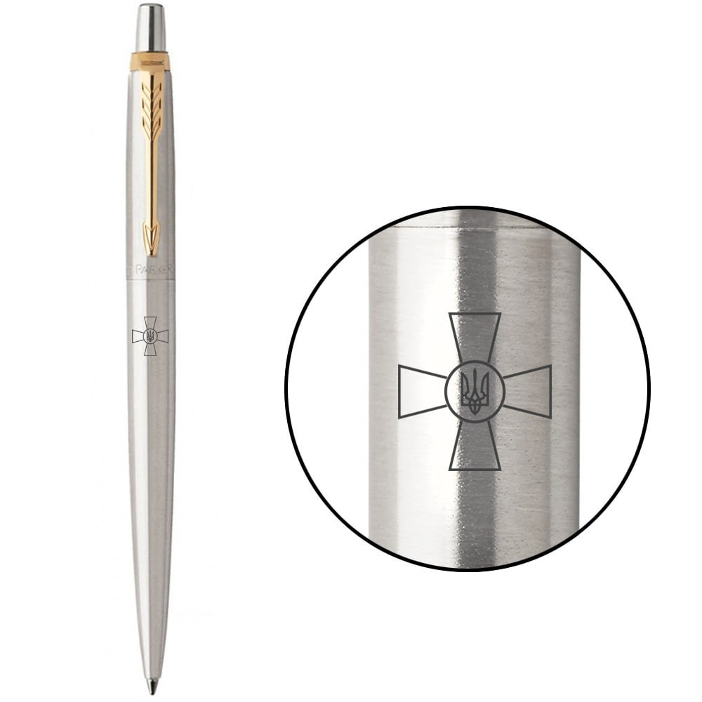 Ручка Parker Jotter Army сталь з позолотою кулькова Емблема ЗСУ 16032_W001b