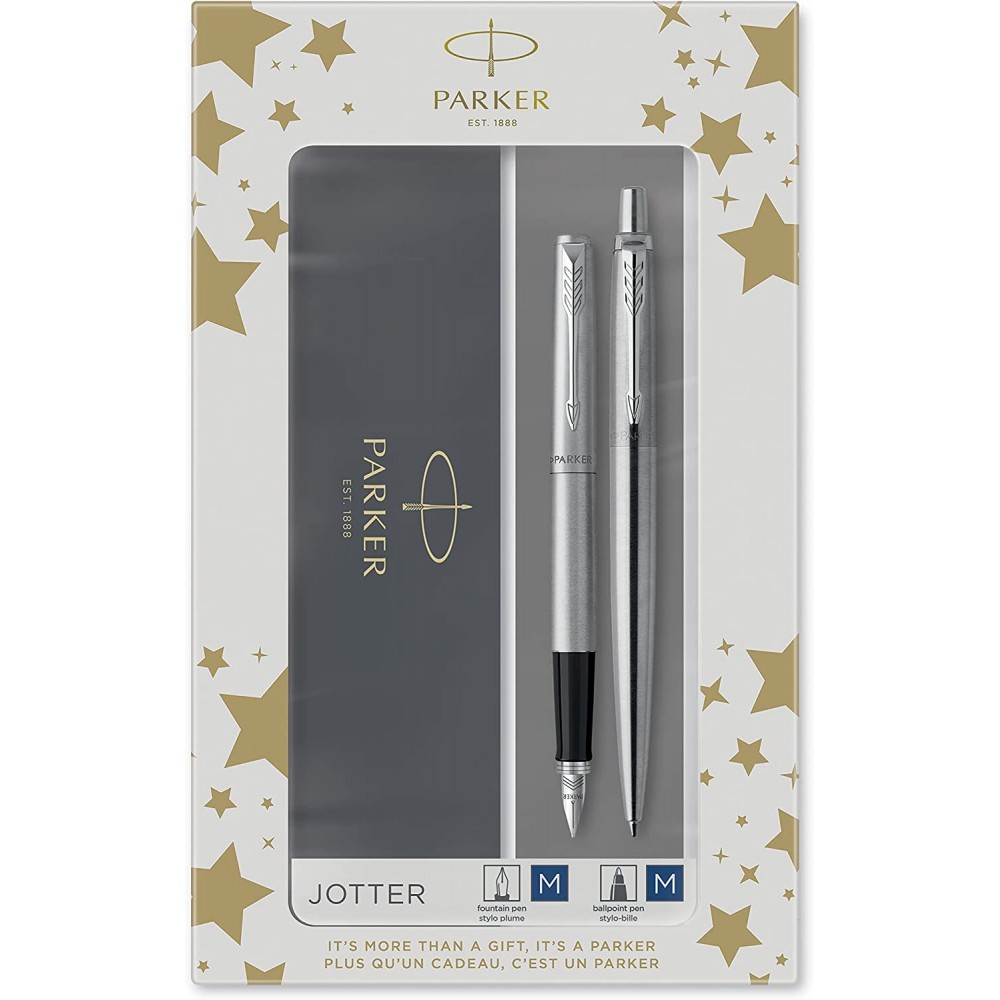 Набір Parker Jotter сталь перо+кулькова в подарунковій упаковці 16192b23