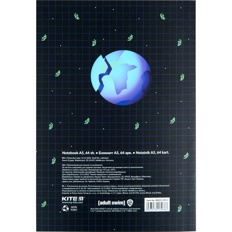 Блокнот Kite Rick and Morty RM23-193-1, термобіндер, А5, 64 аркуші, нелінований. Фото 3