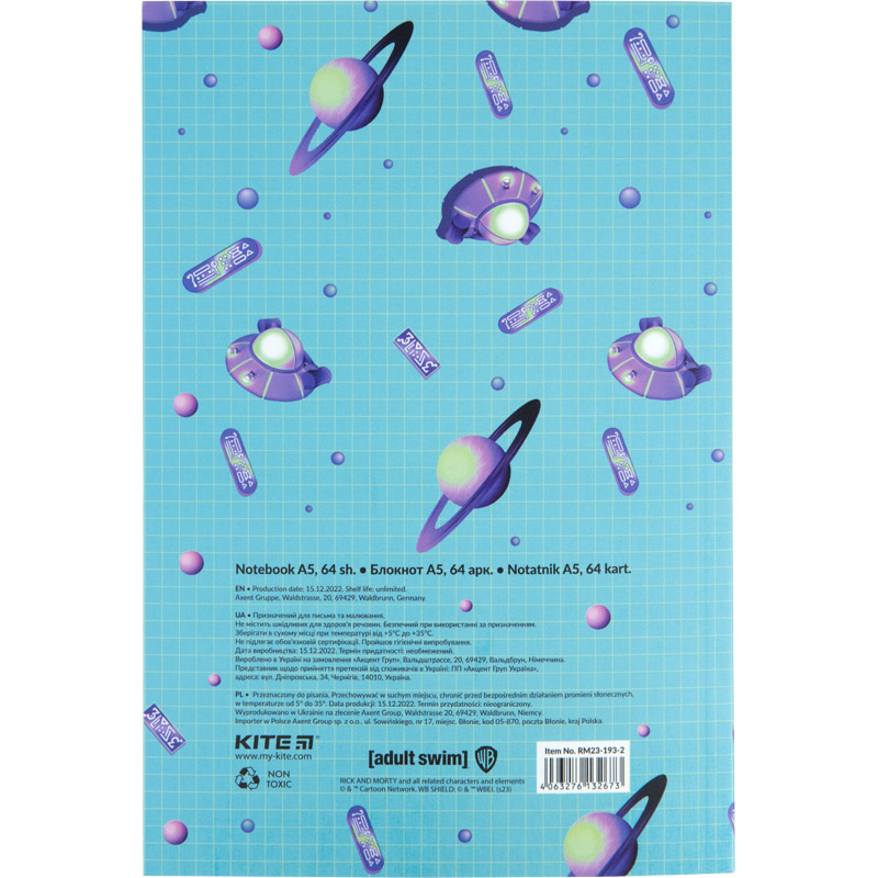 Блокнот Kite Rick and Morty RM23-193-2, термобіндер, А5, 64 аркуші, нелінований. Фото 3