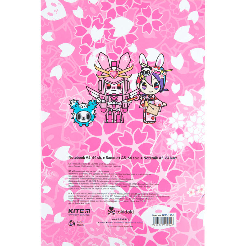 Блокнот Kite tokidoki TK23-193-1, термобіндер, А5, 64 аркуші, нелінований. Фото 3