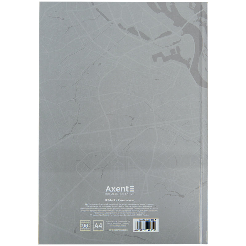Книга записна Axent Freedom А4, 96 аркушів, клітинка, cіра 8422-550-A. Фото 4