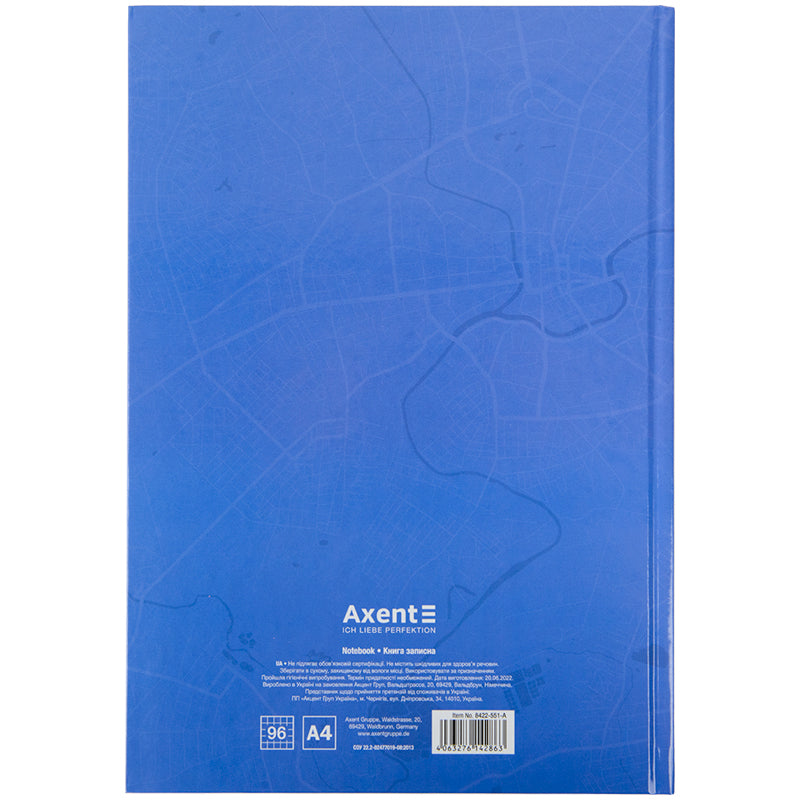 Книга записна Axent Liberty А4, 96 аркушів, клітинка, синя 8422-551-A. Фото 4