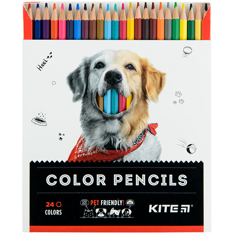Олівці кольорові Kite Dogs K22-055-1, 24 кольори. Фото 3