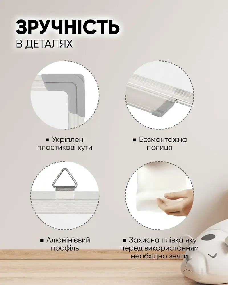 Дошка магнітно-маркерна Buromax 45х60 см, алюмінієва рамка BM.0001. Фото 4