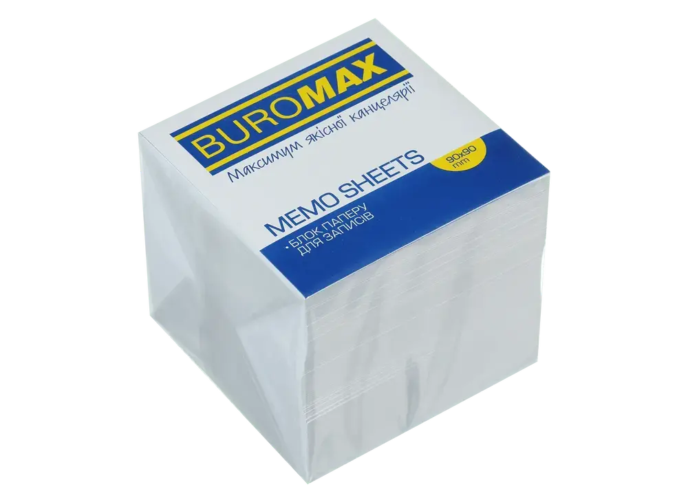 Блок білого паперу для нотаток Buromax 90х90х90 мм не склеєний BM.2219