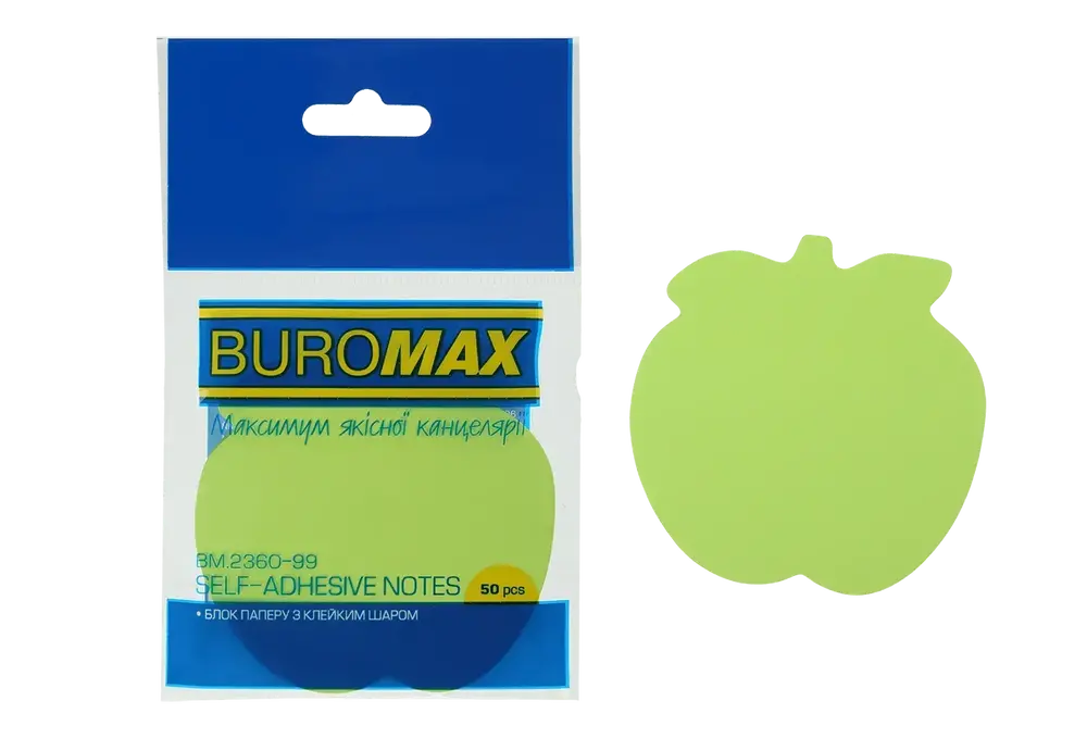 Блок паперу для нотаток з клейким шаром Buromax Яблуко 50 аркушів асорті BM.2360-99. Фото 4