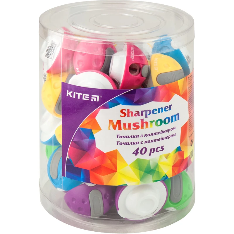 Точилка з контейнером Kite Mushroom K20-118, асорті