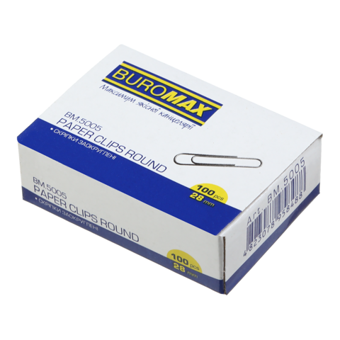 Скріпки нікельовані 28 мм круглі Buromax 100 шт BM.5005