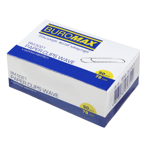 Скріпки нікельовані 78 мм рельєфні Buromax 50 шт BM.5021