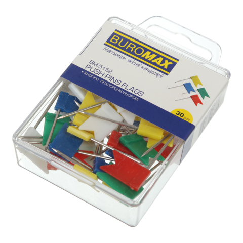 Кнопки-цвяшки прапорці кольорові Buromax 30 шт BM.5152