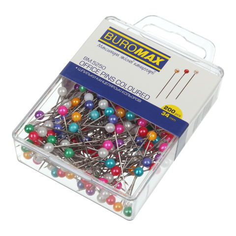 Шпилькі кольорові 34 мм Buromax 200 шт BM.5250
