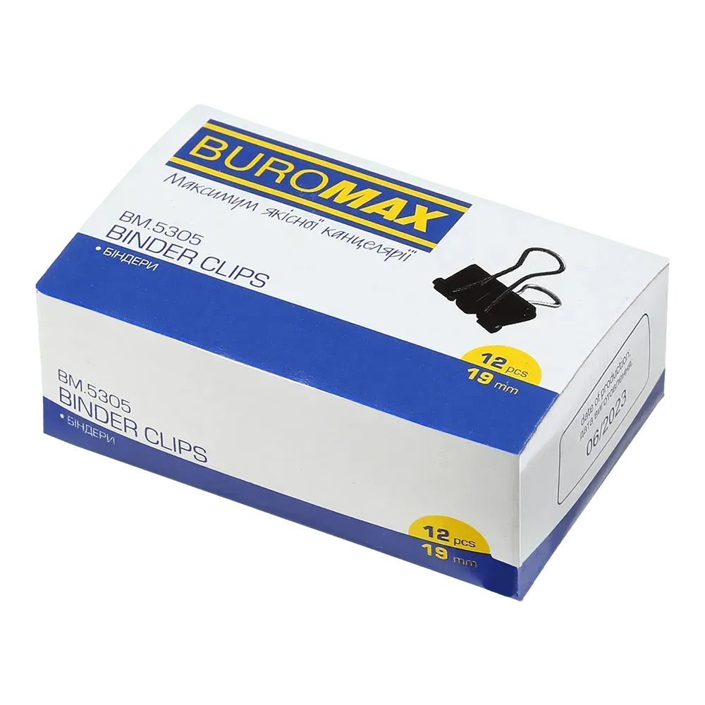 Біндер для паперу 19 мм Buromax 12 шт чорний BM.5305