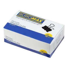 Біндер для паперу 19 мм Buromax 12 шт чорний BM.5305