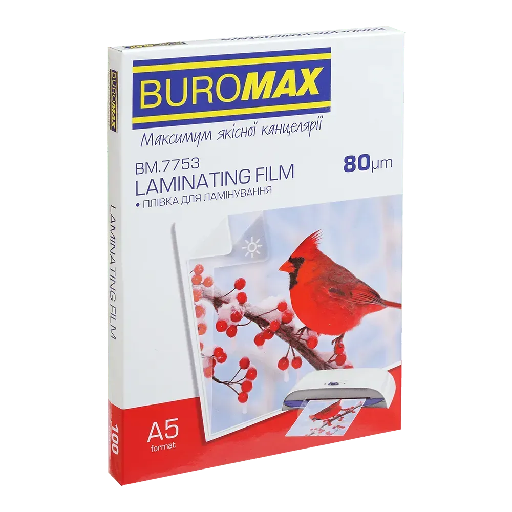 Плівка для ламінування A5 Buromax 80 мкм глянцева 100 шт BM.7753