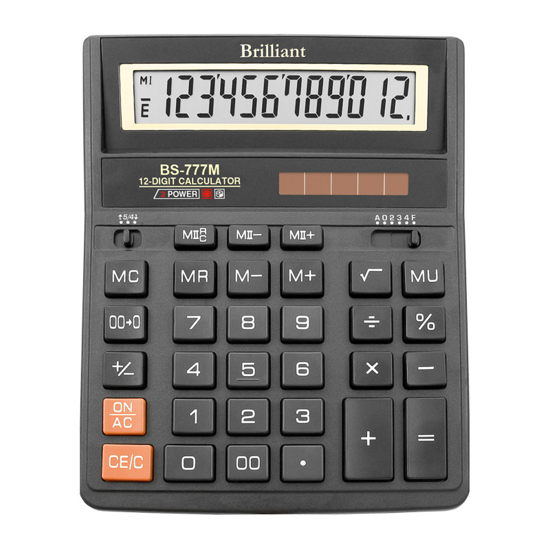 Калькулятор Brilliant 12 розрядів, чорний BS-777М