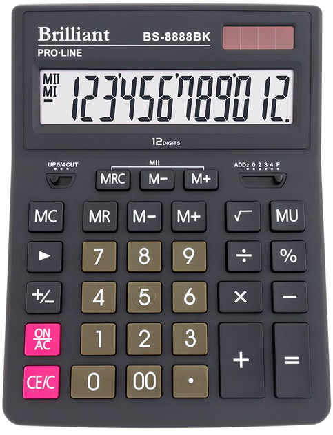 Калькулятор Brilliant 12 розрядів, чорний BS-8888BK