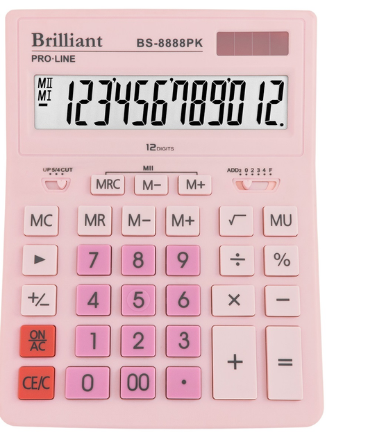 Калькулятор Brilliant 12 розрядів, рожевий BS-8888PK
