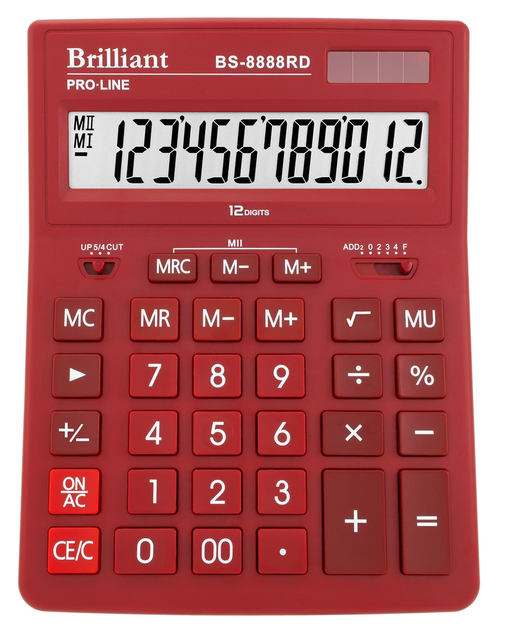Калькулятор Brilliant 12 розрядів, червоний BS-8888RD