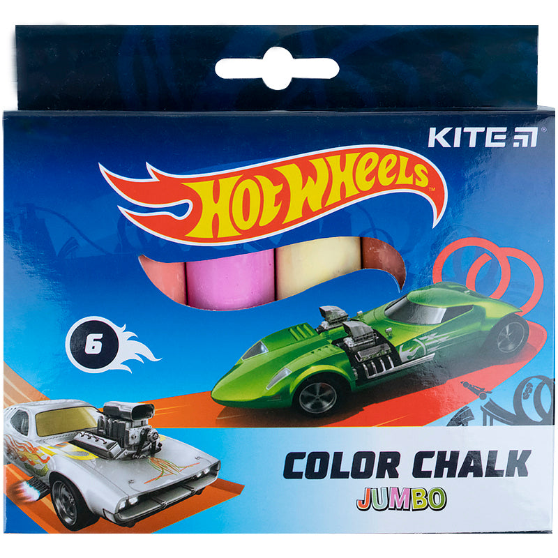 Крейда кольорова Kite Jumbo Hot Wheels 6 кольорів HW21-073
