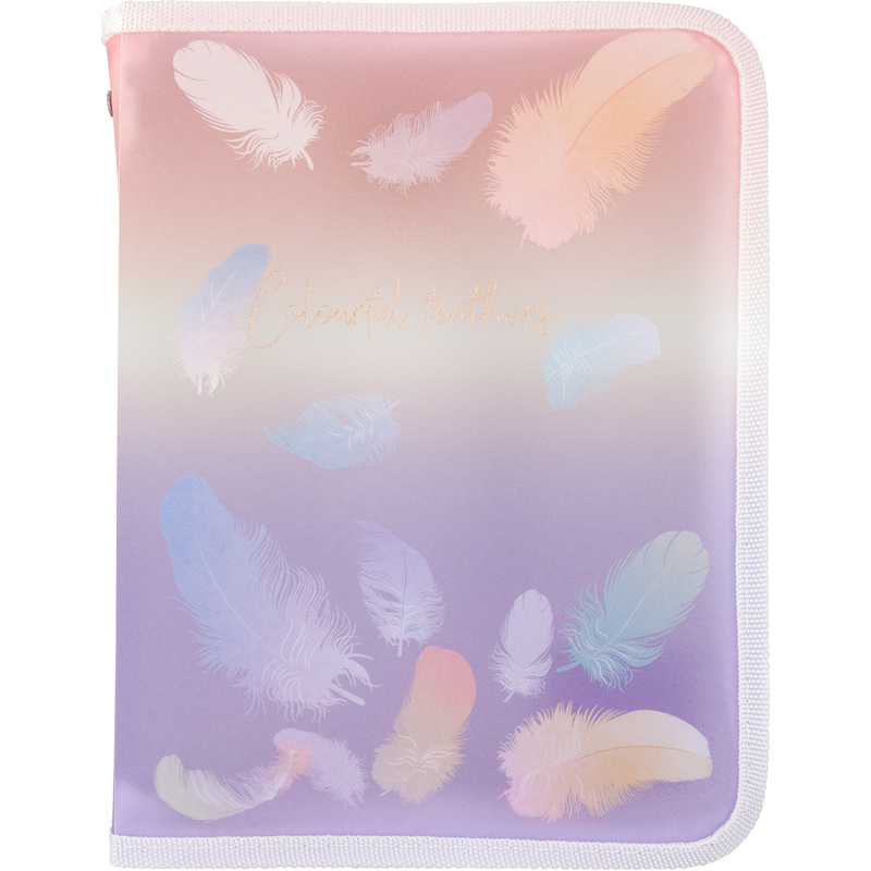 Папка об'ємна на блискавці Axent Colourful Feather 1808-92-A, А5+