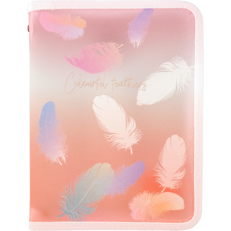 Папка об'ємна на блискавці Axent Colourful Feather 1808-94-A, А5+