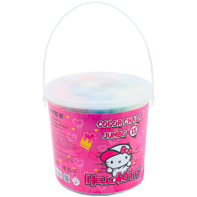 Крейда кольорова Kite Jumbo Hello Kitty 15 штук у відерці HK21-074
