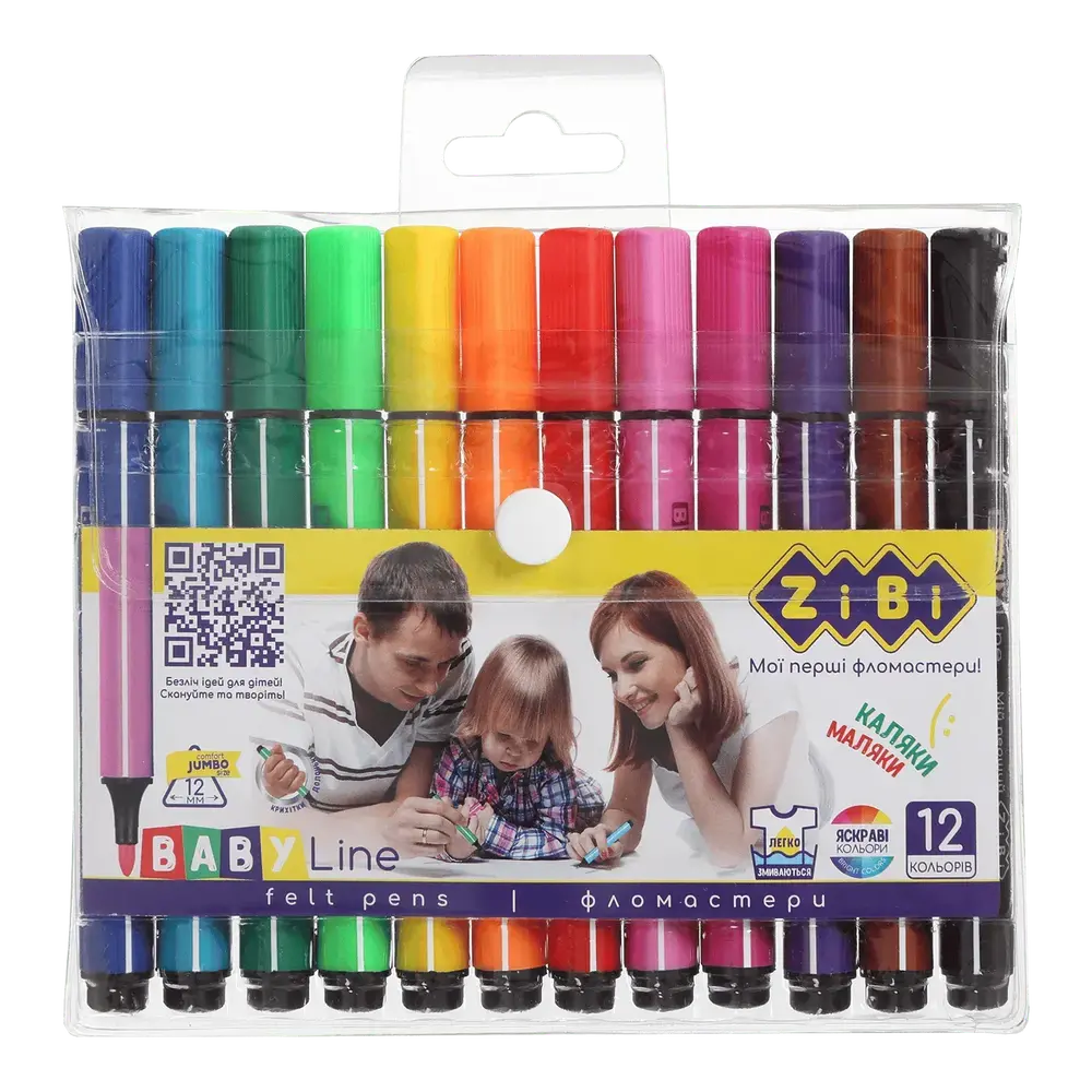 Фломастери Zibi JUMBO 12 кольорів BABY Line ZB.2807