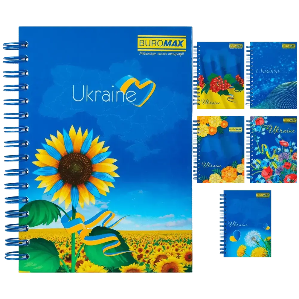 Блокнот на пружині збоку Buromax My Country A6 96 аркушів в клітинку асорті дизайни BM.2422
