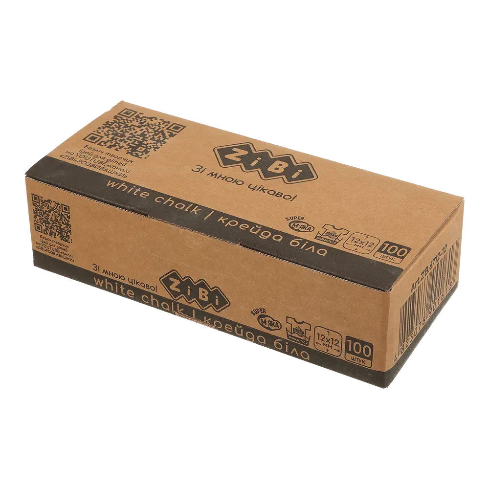 Крейда KIDS Line біла квадратна шкільна 100 шт., ZB.6712-12