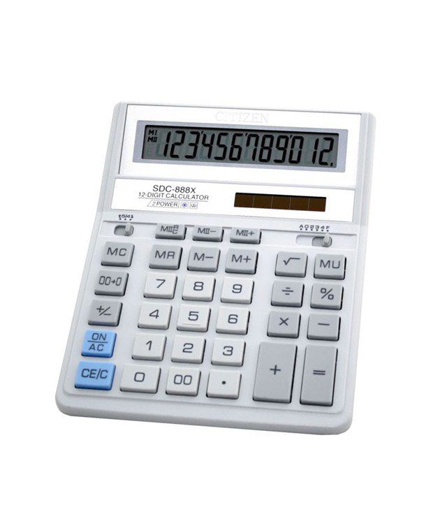 Калькулятор Citizen біло-сірий 12 розрядів SDC-888 ХWH