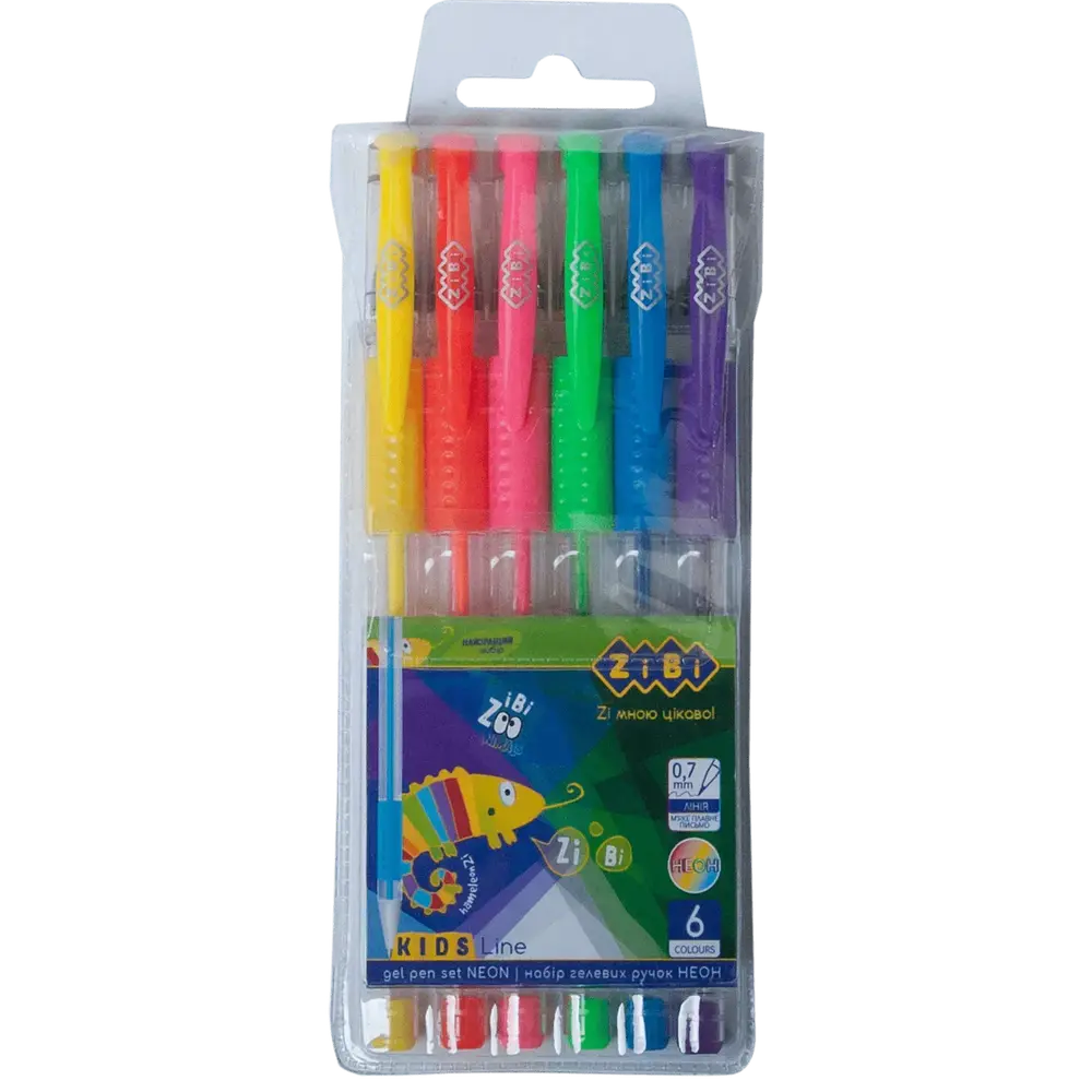 Набір з 6 гелевих ручок ZiBi NEON KIDS Line ZB.2201-99