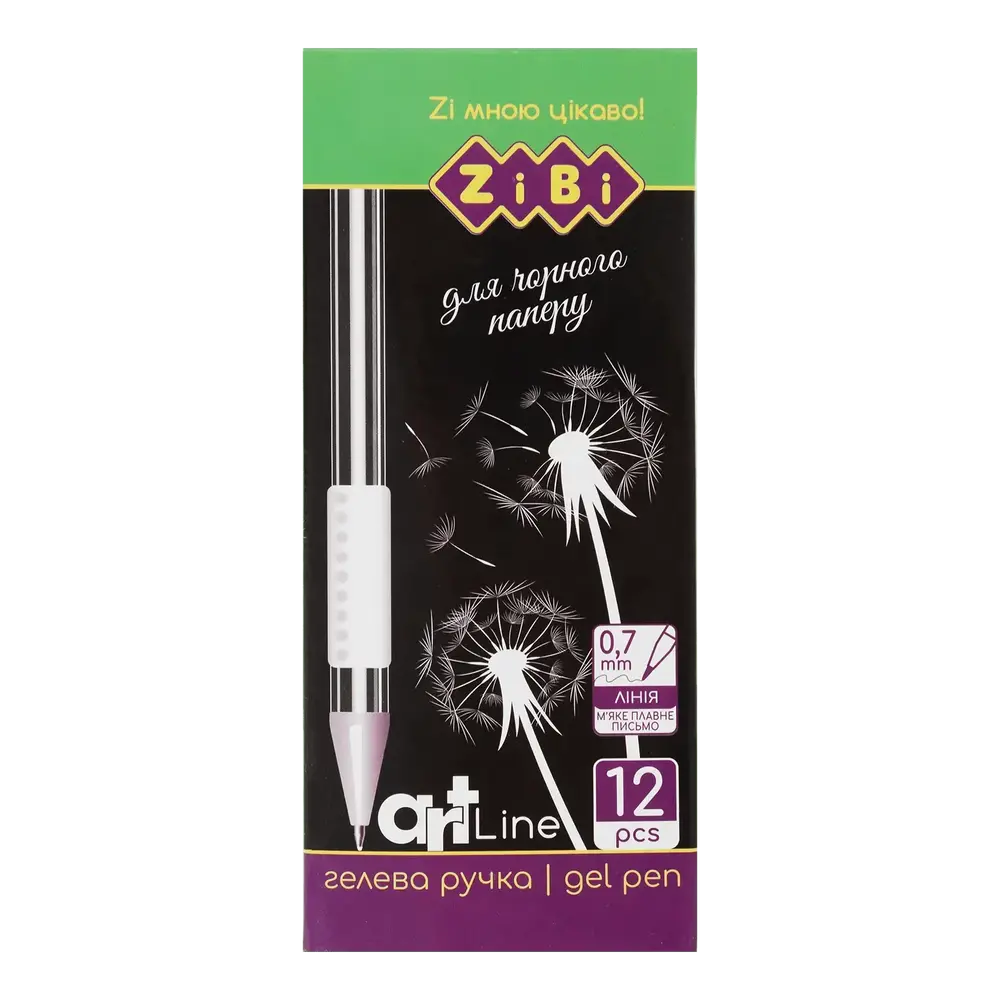 Ручка гелева біла ZiBi Black Paper ART Line ZB.2208-12