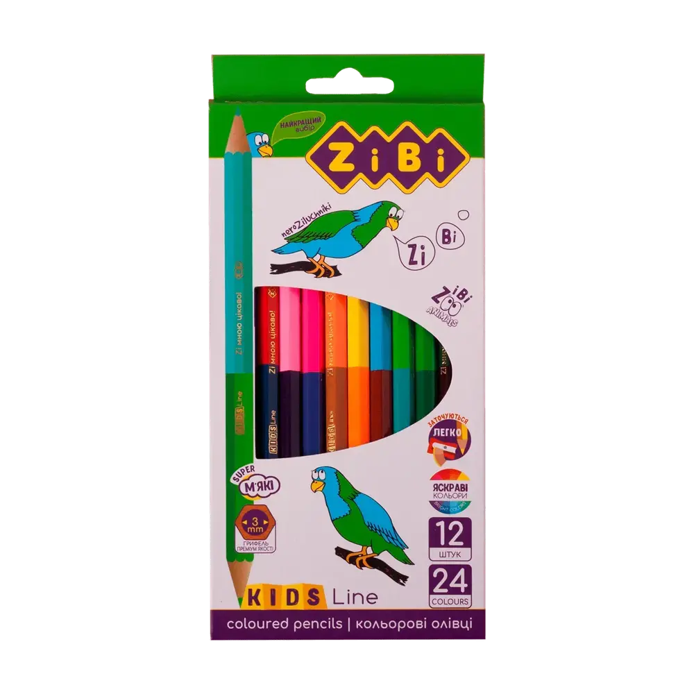 Олівці кольорові ZiBi KIDS Line Double 24 кольори ZB.2463