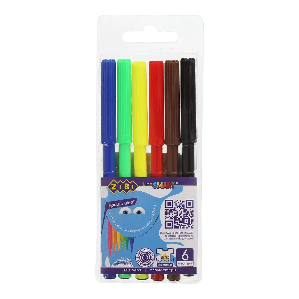 Фломастери Zibi 6 кольорів SMART Line ZB.2808