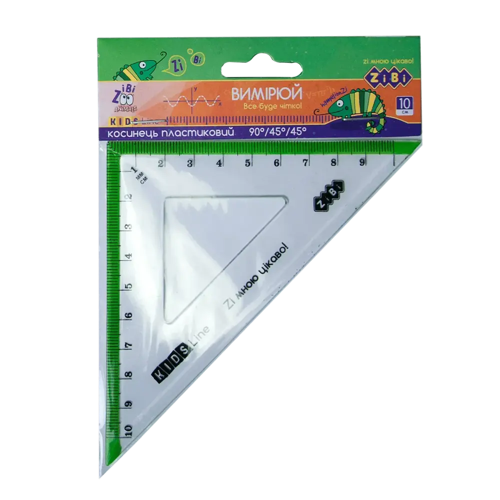 Косинець ZiBi 100 мм 45° та 90° з салатовою смужкою KIDS Line ZB.5620-15