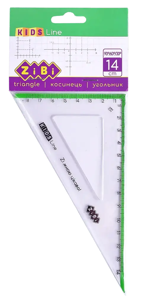 Косинець ZiBi 140 мм 60° та 90° з салатовою смужкою KIDS Line ZB.5622-15