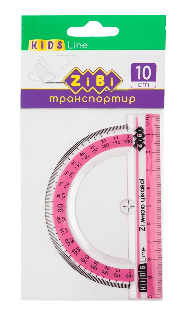 Транспортир ZiBi 100 мм з рожевою смужою KIDS Line	 ZB.5640-10
